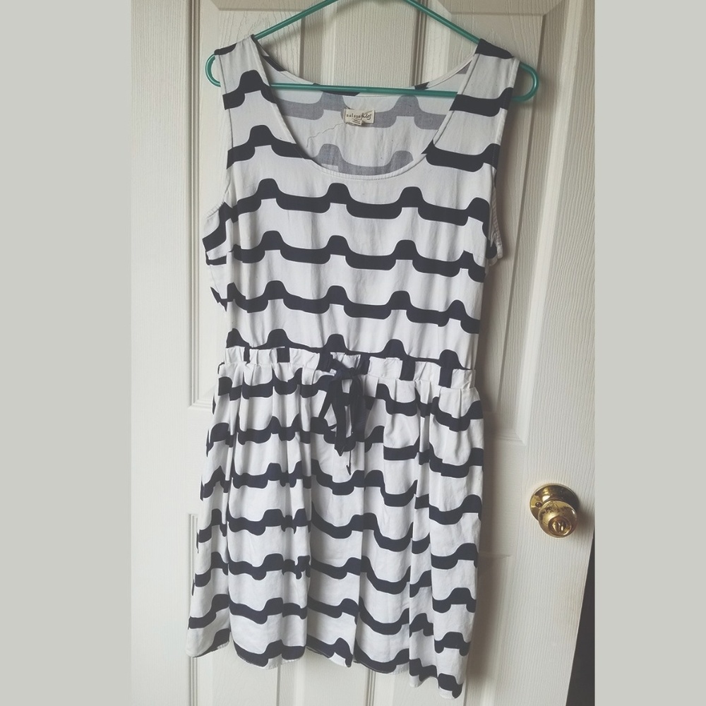 Maison Jules Cinched Waist Striped Dress